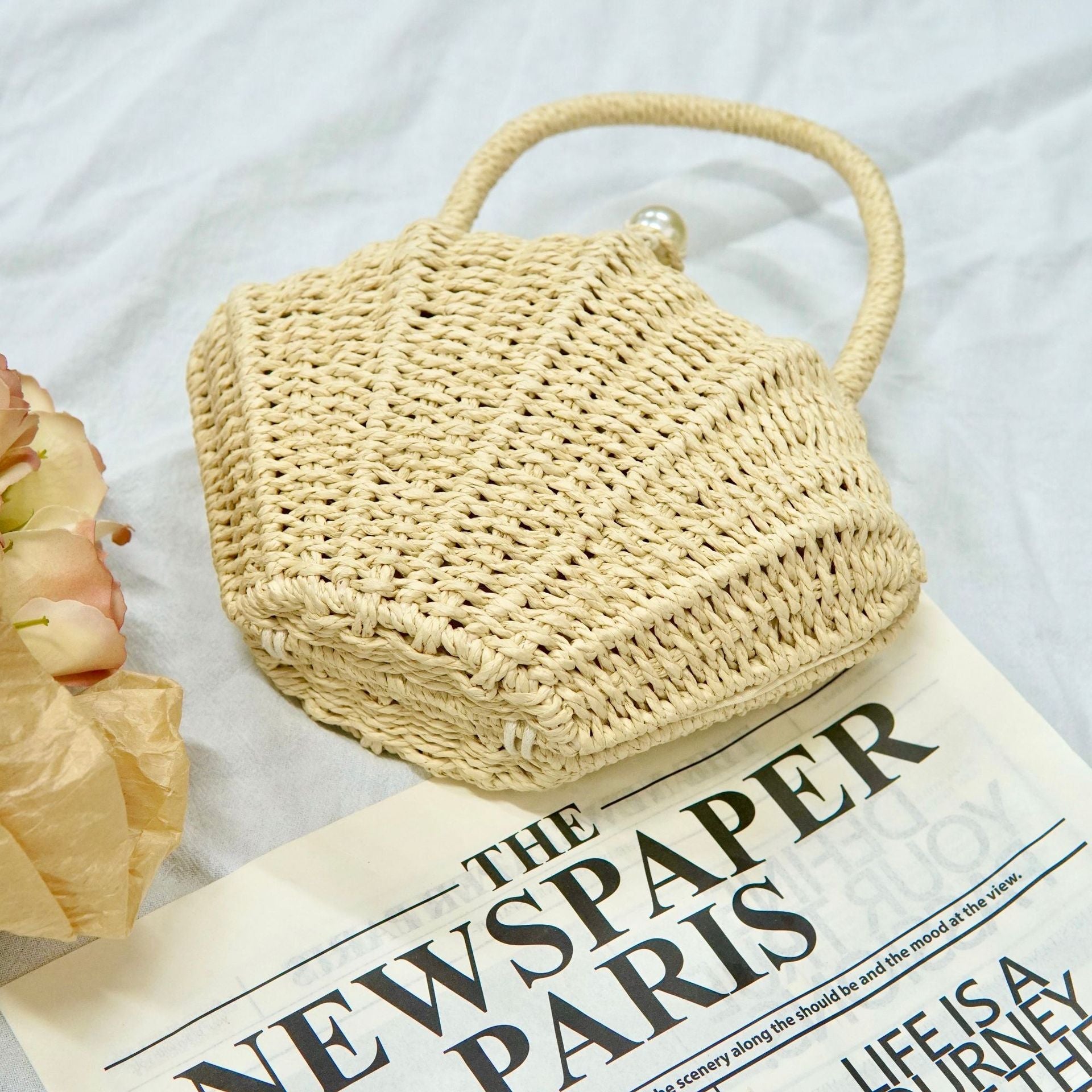 Round Straw Beach Bag
